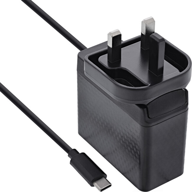 InLine® TravelCharge USB-C voeding, 140W, GaN, vaste kabel, EU/UK/US, zwart