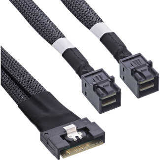 InLine® InLine® Slim SAS-kabel, SFF-8654 8i zu 2x SFF-8643, 0,75m