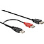 InLine® USB 2.0 Y-kabel, 2x male A naar female A, 0,2m