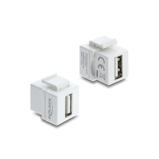 DeLOCK Delock Mini Keystone Module Coupler USB 2.0 Type-A female to USB 2.0 Type-A female white