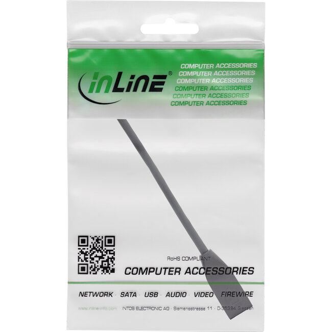 InLine® RJ45 interface bescherming Cat.6A S/FTP, RJ45 male / female, zwart, 0,2m