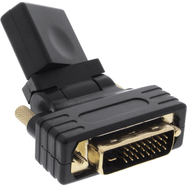 InLine® HDMI-DVI adapter, HDMI female naar DVI male, flexibele hoek, 4K2K