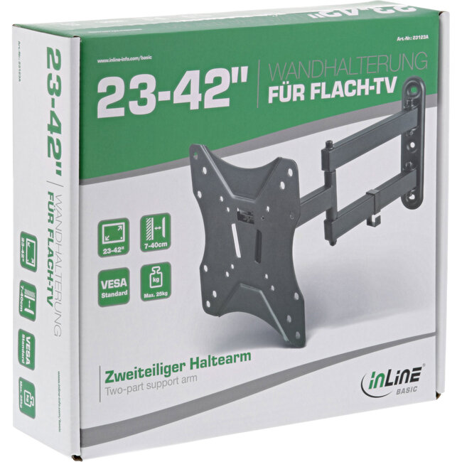 InLine® Basic muurbeugel, voor platte tv 58-107cm (23-42"), <40cm muurafstand