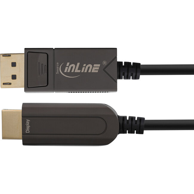 InLine® DisplayPort naar HDMI AOC-converterkabel, 4K/60 Hz, zwart, 20m