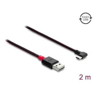 DeLOCK Delock EASY-USB 2.0 Cable Type-A male to USB Type-C™ male angled left / right 2 m black