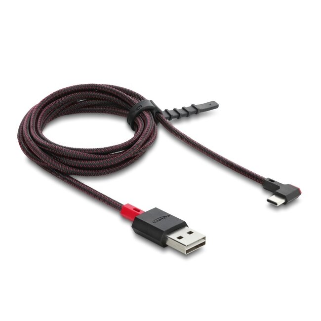 Delock EASY-USB 2.0 Cable Type-A male to USB Type-C™ male angled left / right 2 m black