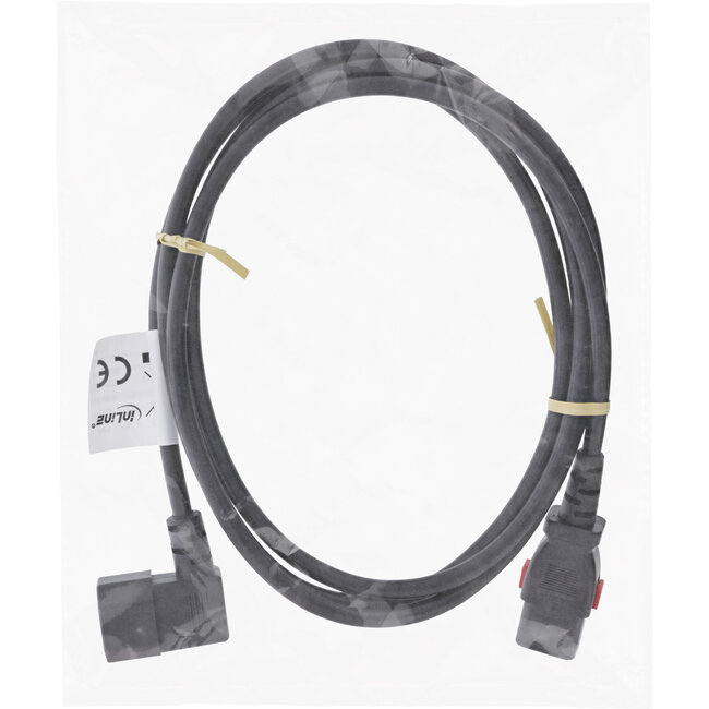 InLine® IEC-verlengkabel, C13 vergrendelbaar naar C14 schuin, zwart, 5m