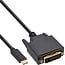 InLine® USB Display kabel, USB-C male naar DVI male, 1m