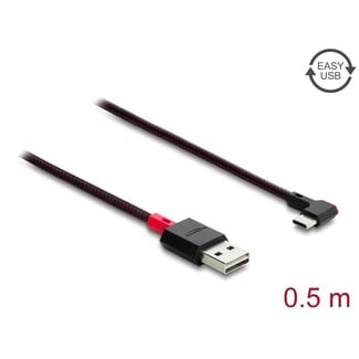 DeLOCK Delock EASY-USB 2.0 Cable Type-A male to USB Type-C™ male angled left / right 0.5 m black