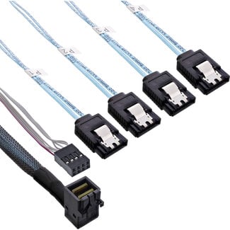 InLine® InLine® Mini SAS HD kabel, SFF-8643 haaks op 4x SATA + sideband, 1m