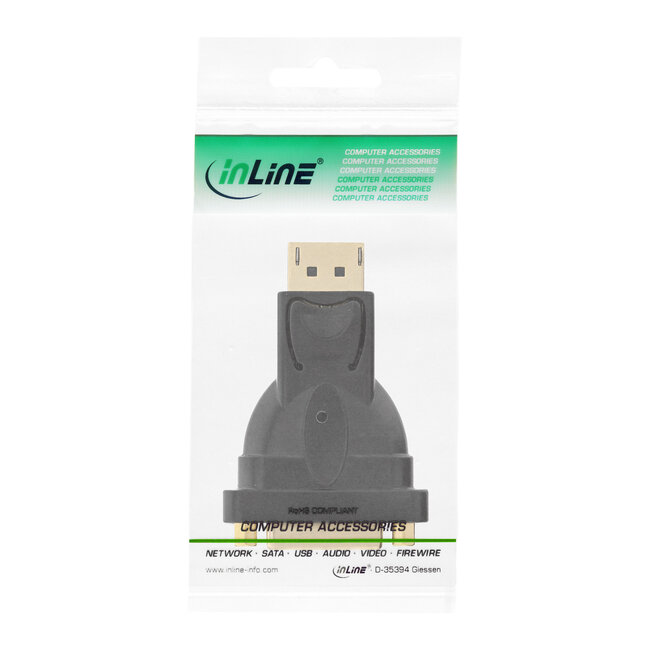 InLine® DisplayPort adapter, DisplayPort male naar DVI-D 24+1 female, zwart
