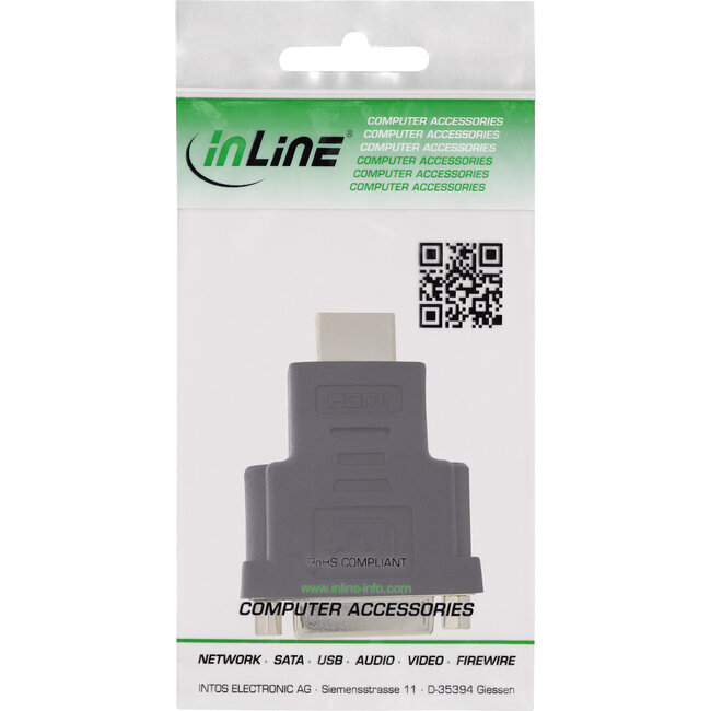 InLine® HDMI-DVI adapter, HDMI male naar DVI female, 4K2K