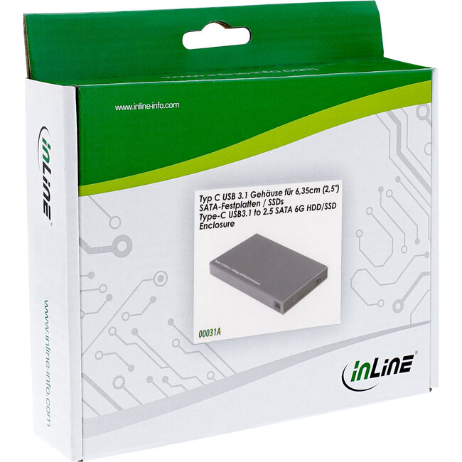 InLine® USB 3.1-behuizing voor 6,35 cm (2,5") 6G SATA HDD / SSD, USB-C female