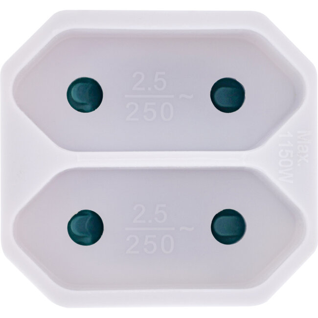 InLine® wandcontactdoosadapter, randaardestekker naar 2x Euro contactdoos, wit