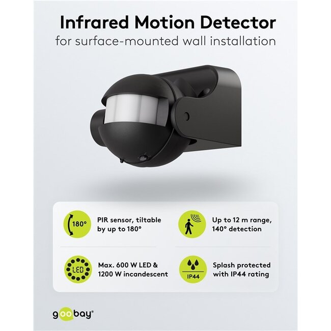 Goobay Motion Detector, Tiltable, black