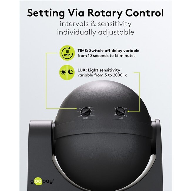 Goobay Motion Detector, Tiltable, black