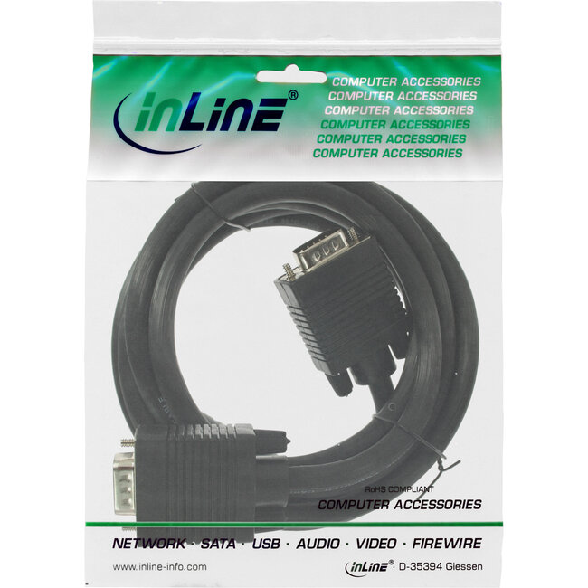 InLine® S-VGA kabel, 15-pins HD male / male, zwart, 1,5m