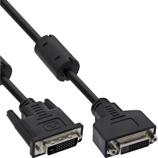 InLine® InLine® DVI-D kabel, Dual Link 24+1 male naar 24+1 female, 2 ferrieten, 5m