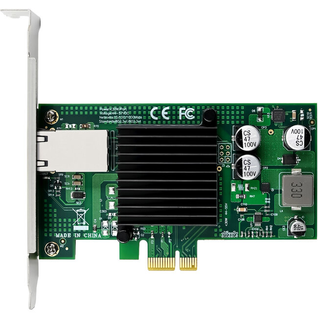 InLine® Gigabit netwerkkaart, 1x RJ45 1 Gb/s, PCIe x1, PoE+