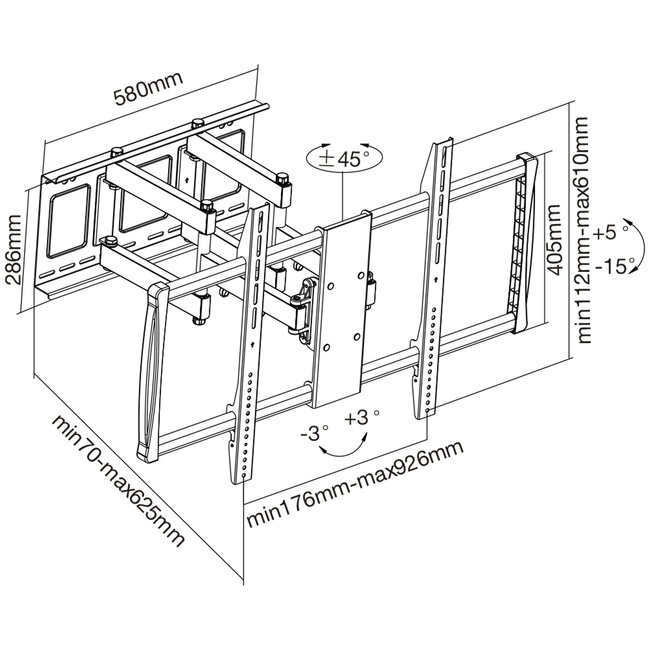 InLine® Muurbeugel, voor TFT/LCD/LED/Plasma 152-254cm (60-100"), max. 80kg