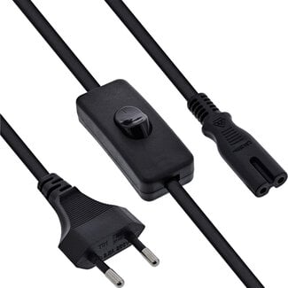 InLine® InLine® Euro-voedingskabel met schakelaar, CEE7/16 naar IEC-C7, zwart, 1m