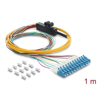 DeLOCK Delock Fibre Optic Pigtail Fanout Cable 12 x LC-UPC Simplex male to 12 x open cable ends 1 m