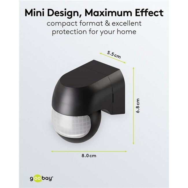 Goobay 2-Zone Motion Detector, Tiltable/Swivelling, black