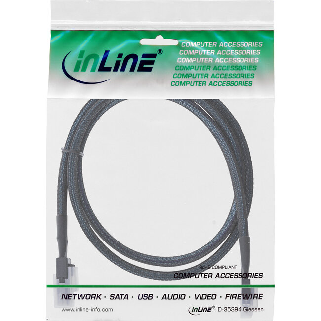 InLine® Slim SAS-kabel, SFF-8654 naar Mini SAS SFF-8087, 12Gb/s, 0,5m