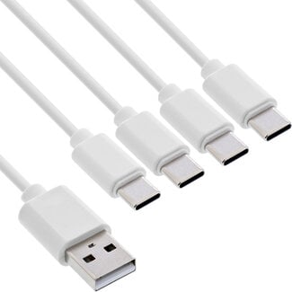 InLine® InLine® USB 4in1 Y-oplaadkabel, 1x USB-A-stekker naar 4x USB-C-stekker, wit 0,5m