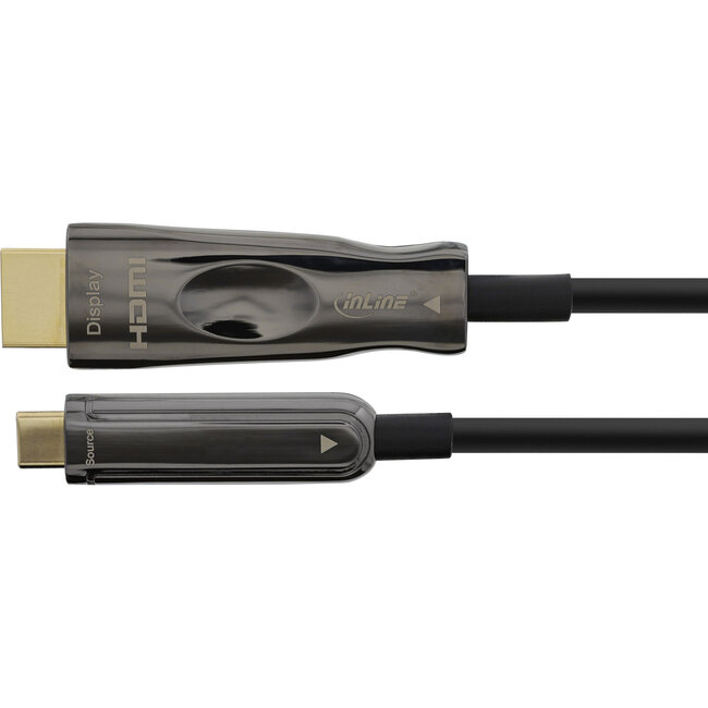 InLine® USB Display AOC kabel, USB-C male naar HDMI male, 25m