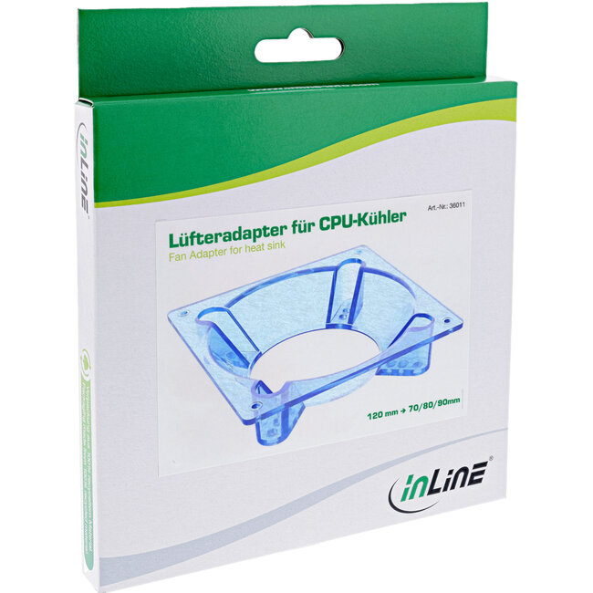 InLine® Ventilator adapter, 120mm op 70/80/90mm, voor warmteafvoer, acryl
