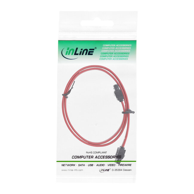InLine®  SATA-verbindingskabel, met veiligheidslipje, 0,3m