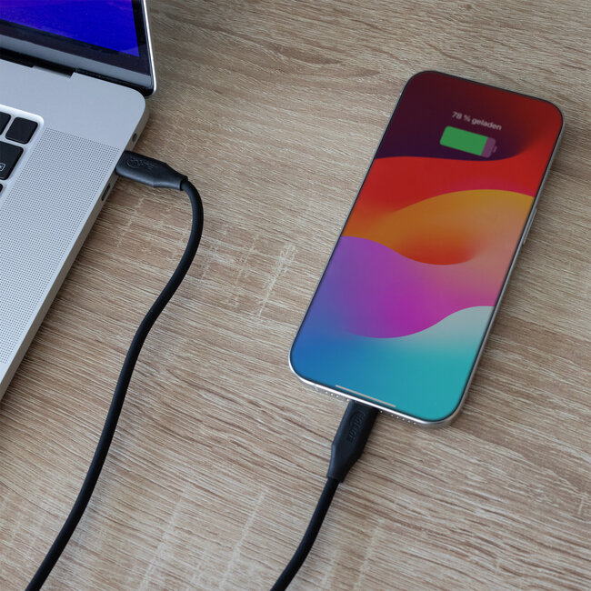 InLine® USB 2.0-kabel, USB-C-snelladingskabel 100 W, Black Cookie/zwart 0,5