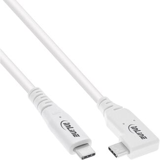 InLine® InLine® USB4-kabel, USB-C, haaks aan één kant, PD 240W, 8K60Hz, TPE, wit, 1m