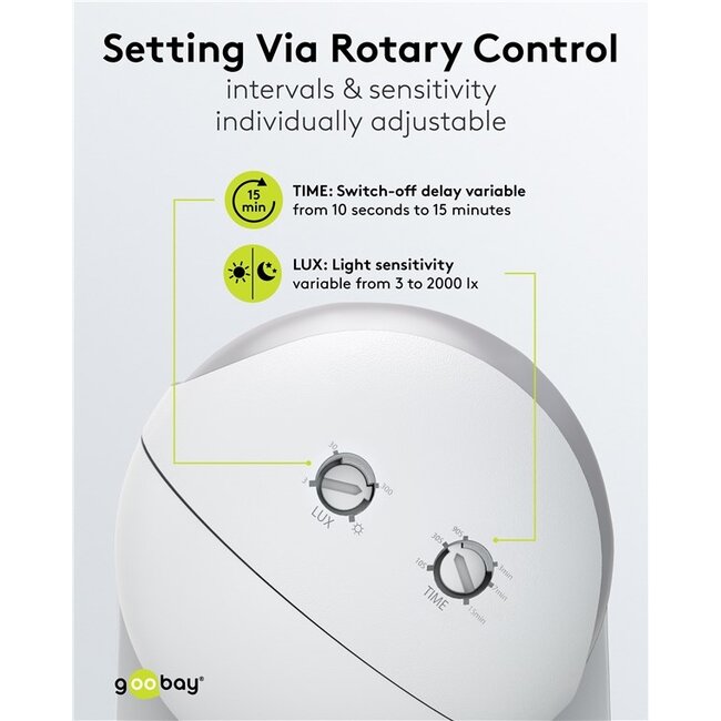 Goobay Motion Detector, tiltable/swivelling, white