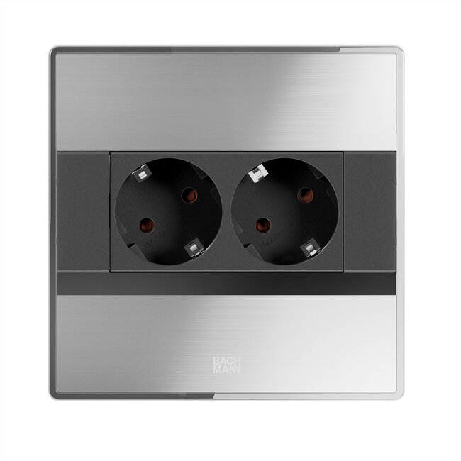 BACHMANN SENSE Edelstahl-Optik 2xCEE7/3, L=2,0m AEH