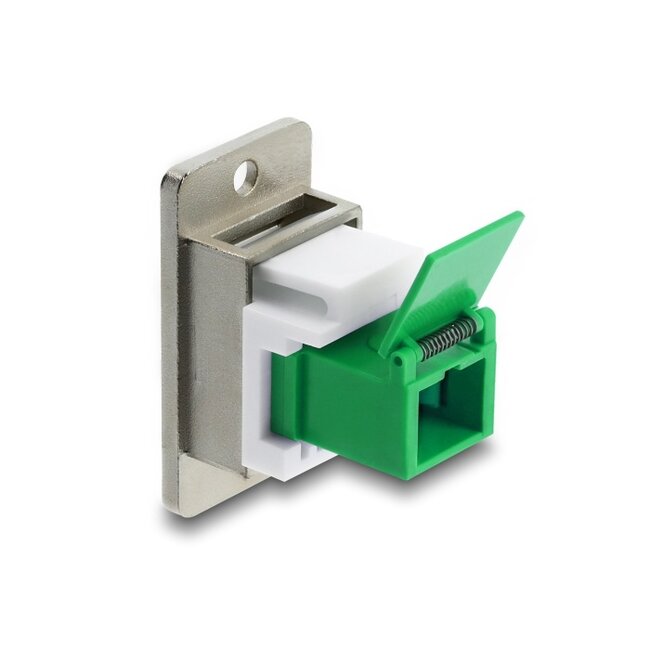 Delock Panel Mount SC Simplex female to SC Simplex female with laser protection flip inside silver / green / white