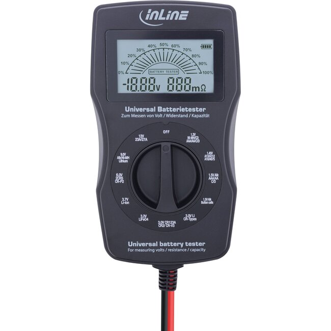 InLine multifunctionele batterijentester met LCD display