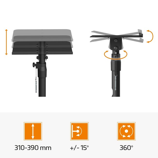 My Wall luidspreker bureaustandaard set | 30 x 23 cm | tot 30 kg | zwart