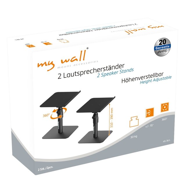 My Wall luidspreker bureaustandaard set | 30 x 23 cm | tot 30 kg | zwart