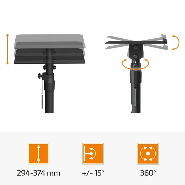 My Wall luidspreker bureaubeugel set | 30 x 23 cm | tot 30 kg | zwart