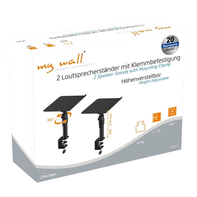 My Wall luidspreker bureaubeugel set | 30 x 23 cm | tot 30 kg | zwart