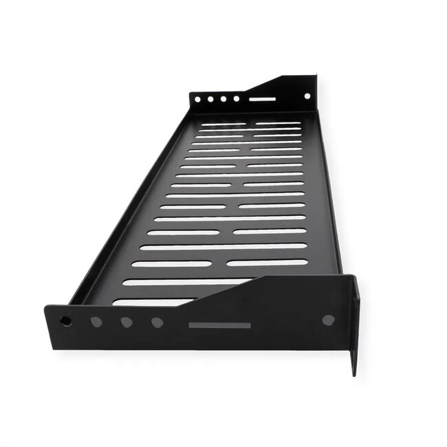 19 inch legplank | opstaande randen | 15 cm diep | max. 10 kg | 1U | zwart