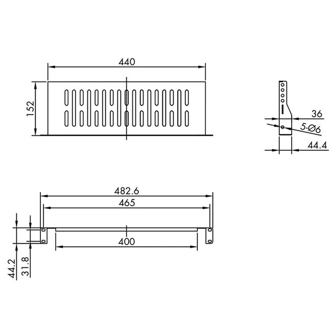 19 inch legplank | opstaande randen | 15 cm diep | max. 10 kg | 1U | zwart