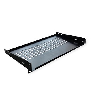 Value 19 inch legplank | opstaande randen | 25 cm diep | max. 10 kg | 1U | zwart