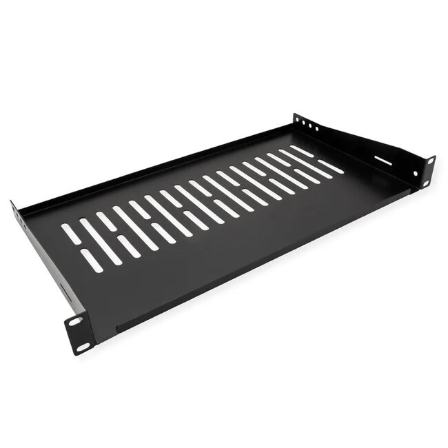 19 inch legplank | opstaande randen | 25 cm diep | max. 10 kg | 1U | zwart