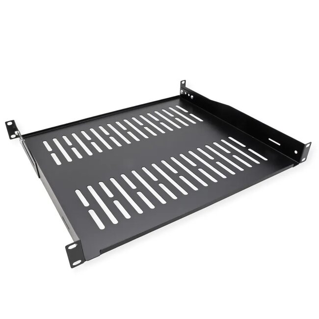 19 inch legplank | opstaande randen | 40 cm diep | max. 25 kg | 1U | zwart