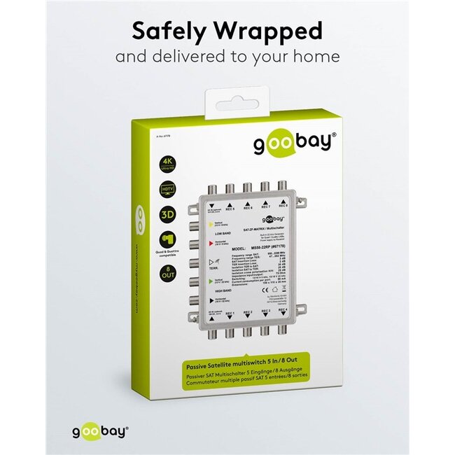 Goobay passieve satelliet multiswitch | 5 ingangen / 8 uitgangen