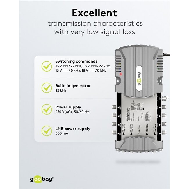 Goobay satelliet multiswitch | 5 ingangen / 8 uitgangen