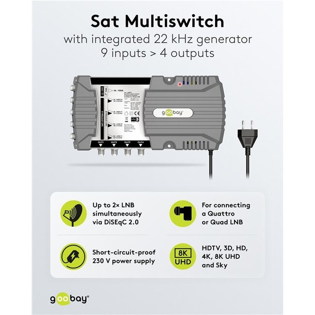 Goobay satelliet multiswitch | 9 ingangen / 4 uitgangen